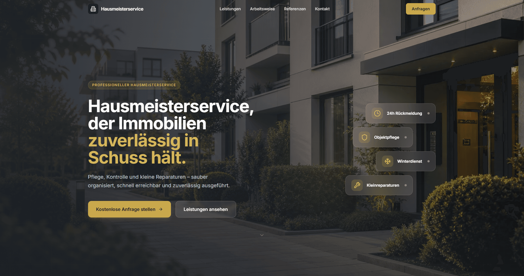 Beispielentwurf einer Website für einen Hausmeisterservice