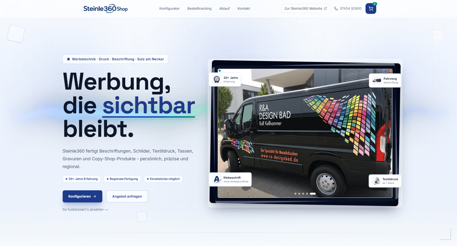 Startseite des Onlineshops von Steinle360