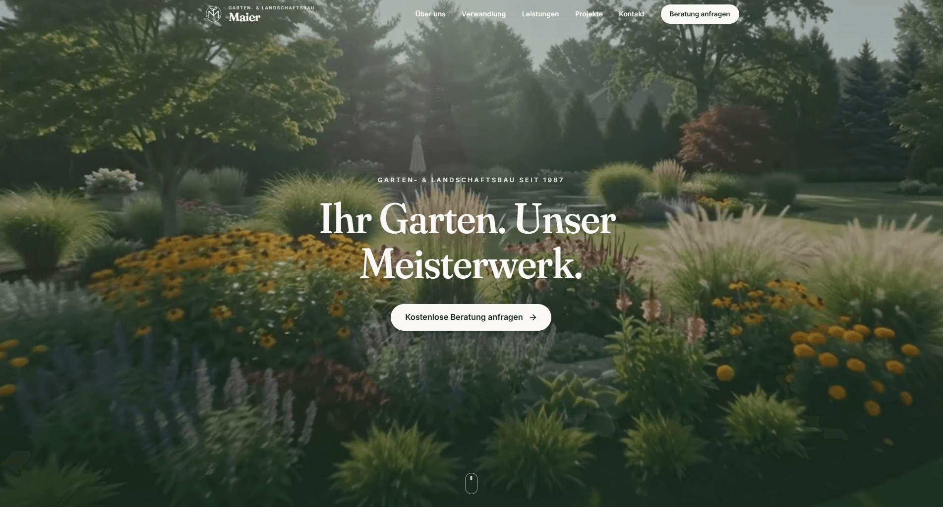 Beispielentwurf einer Landingpage für einen Garten- und Landschaftsbau